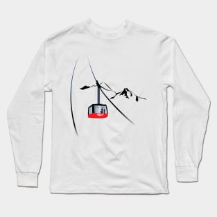 Jackson Hole cable car and skier Long Sleeve T-Shirt